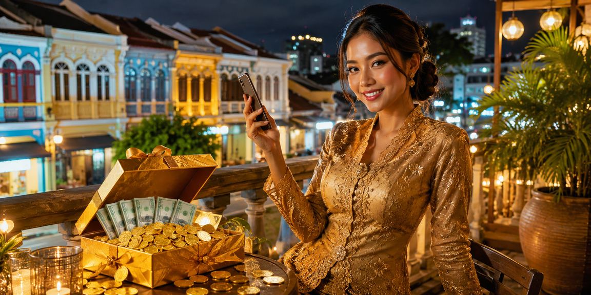 Female player from Penang playing mobile casino on her smartphone
